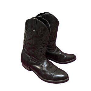 Leather Cowboy Boots, Masterson, Mens Size 13D Black Style RB915 Pull-On